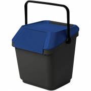 EasyMax stabelbar affaldsspand 35 liter grå med blåt låg