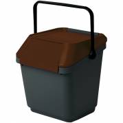 EasyMax stabelbar affaldsspand 35 liter grå med brunt låg