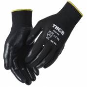 THOR Nitrex Fingerdyppet nitrilhandske Str.7 nitril/polyester ribkant sort