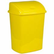 Affaldsspand 15 liter med svinglåg til gulv eller væg i plast gul