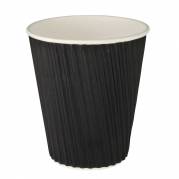 Kaffebæger 9cm Ø8cm 28cl pap/PE 8 oz ripple wall light sort