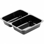 Bakke plastbakke CPET 2-rums 655/455ml standard serie hovedret sort