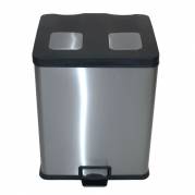 EKO V-Part pedalspand med inderspand kildesortering 2x30 liter rustfrit st&aring;l