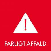 Piktogram 12x12cm folie til farligt affald selvklæbende rød