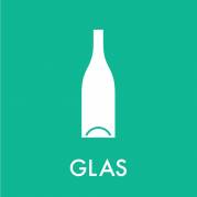 Piktogram 6x6cm selvklæbende folie med tekst, GLAS