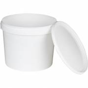 Mad spand med låg og håndtag 24,8cm Ø25cm 10 liter PP hvid