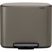 Brabantia Bo pedalspand 3-rums 3x11 liter platinum stål