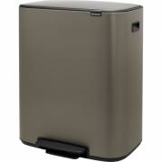 Pedalspand, Brabantia Bo, platinum, stål, 1-rums, 60 l, med plast inderspand og soft close