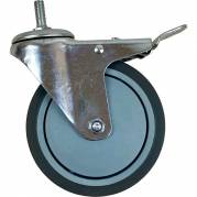 Hjul, &Oslash;120mm, gr&aring;, metal/gummi, med bremse *Denne vare tages ikke retur*