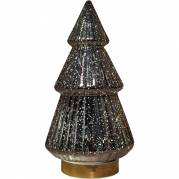 Led juletræ 15x28,5cm glas med 10 LED lys sølv