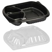 Plastbakke 25,5x19x4,5cm PP 3-rums 678/179/179 ml take away sort