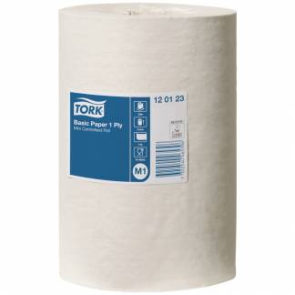 Tork M1 Basic håndklæderulle 1-lags Mini 120123 af 100% genbrugspapir