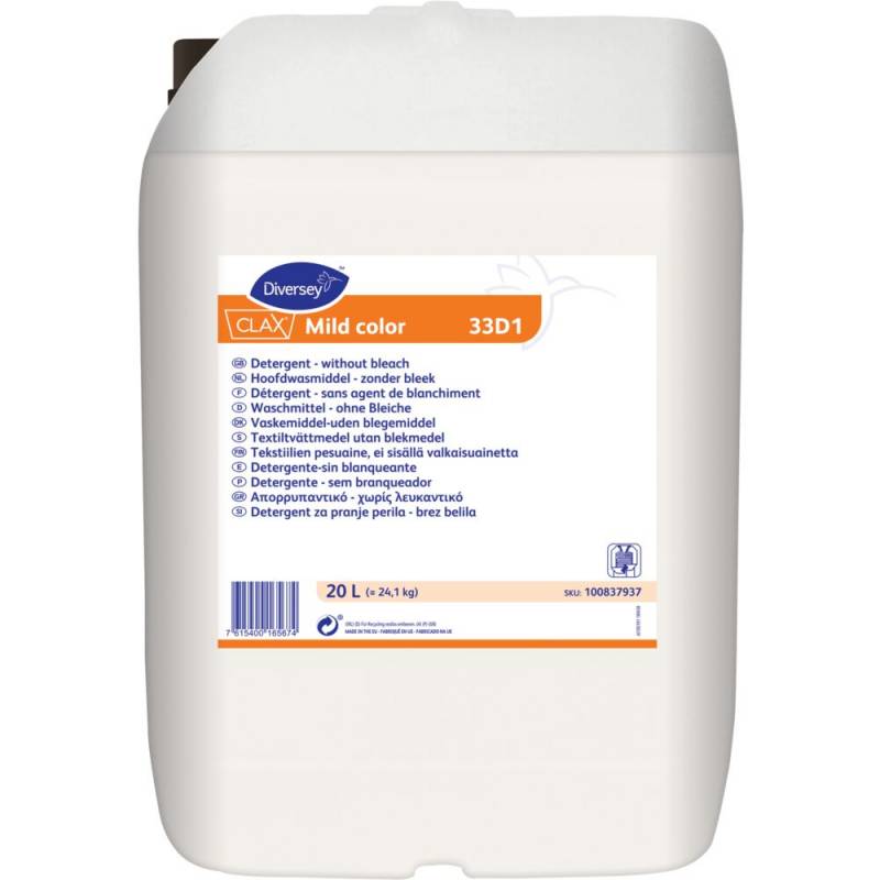 Diversey CLAX Mild Color 33D1 tøjvask 20 liter flydende kulørt