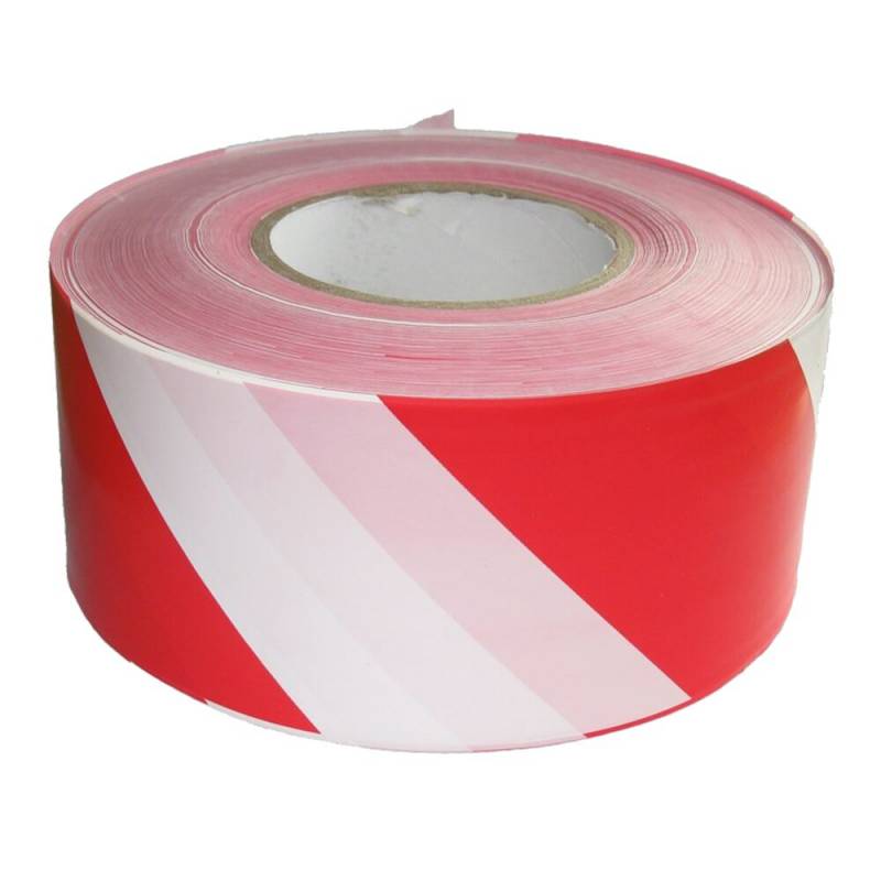 Afspærringsbånd LDPE 7,5cm x 500m stribet rød og hvid