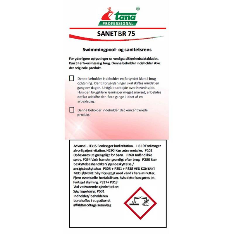 Tana Professional etiket til SANET BR 75