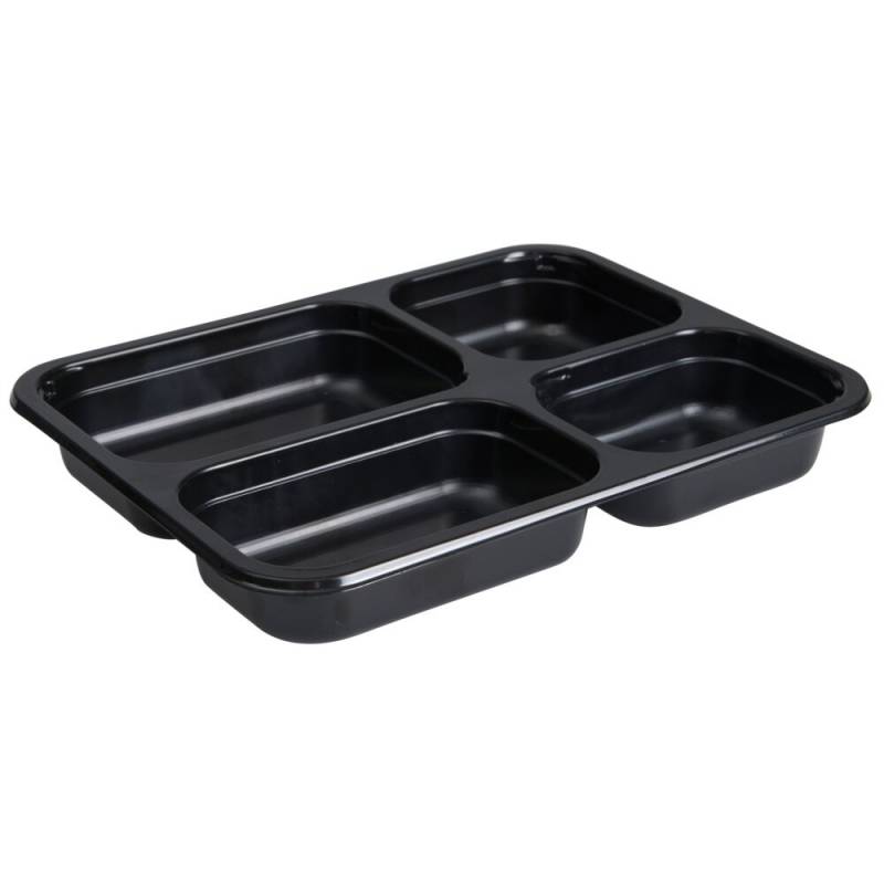 Bakke plastbakke 735ml CPET 4-rums 140/155/185/255ml sort