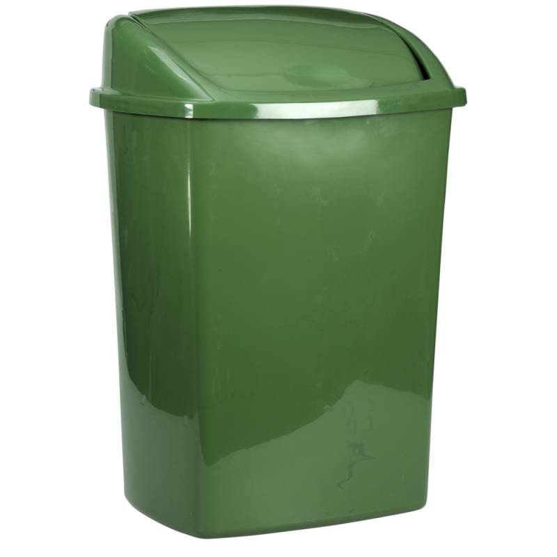 Affaldsspand 15 liter med svinglåg til gulv eller væg i plast grøn