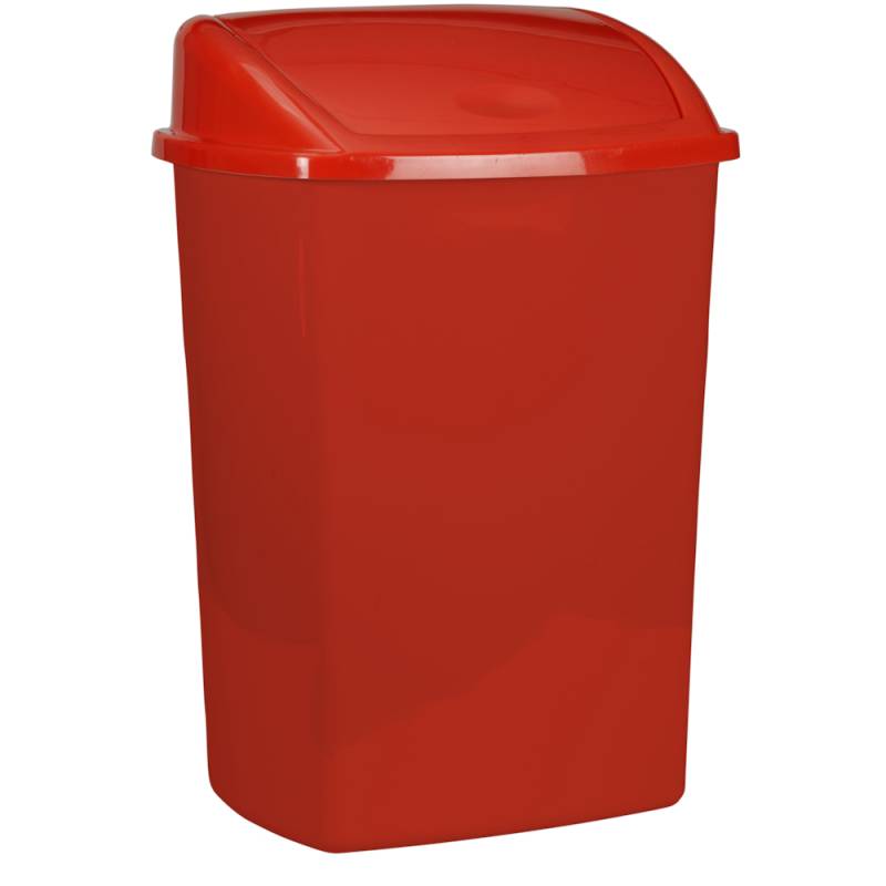 Affaldsspand 15 liter med svinglåg til gulv eller væg i plast rød