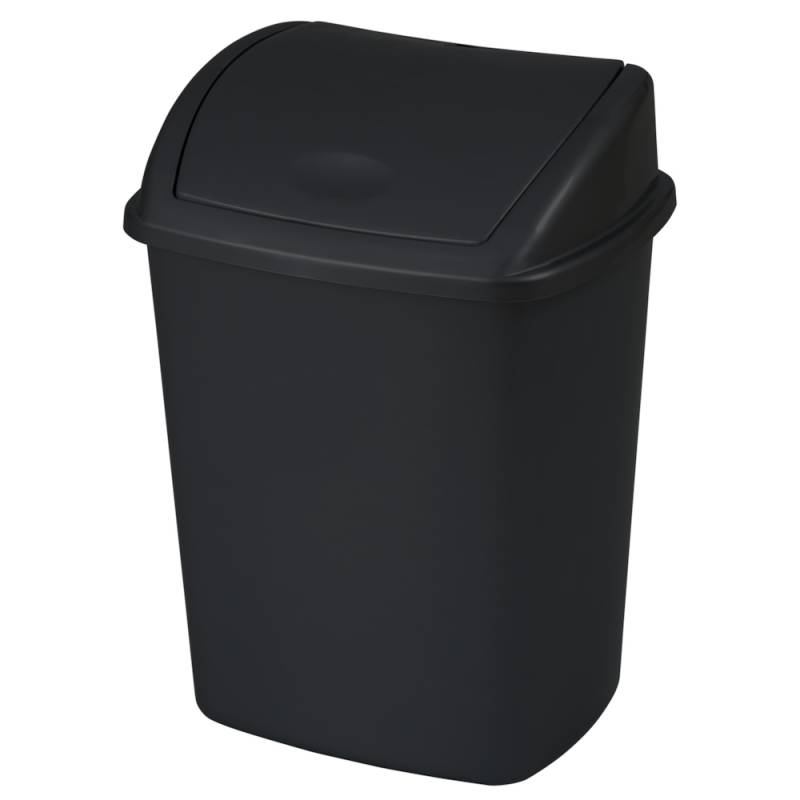 Affaldsspand 15 liter med svinglåg til gulv eller væg i plast sort