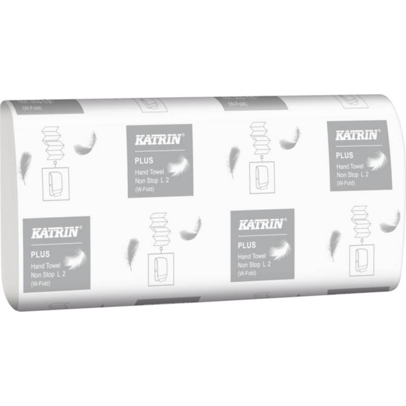 Håndklædeark Katrin Plus 2-lags W-Fold 34x20,3cm nyfibre hvid