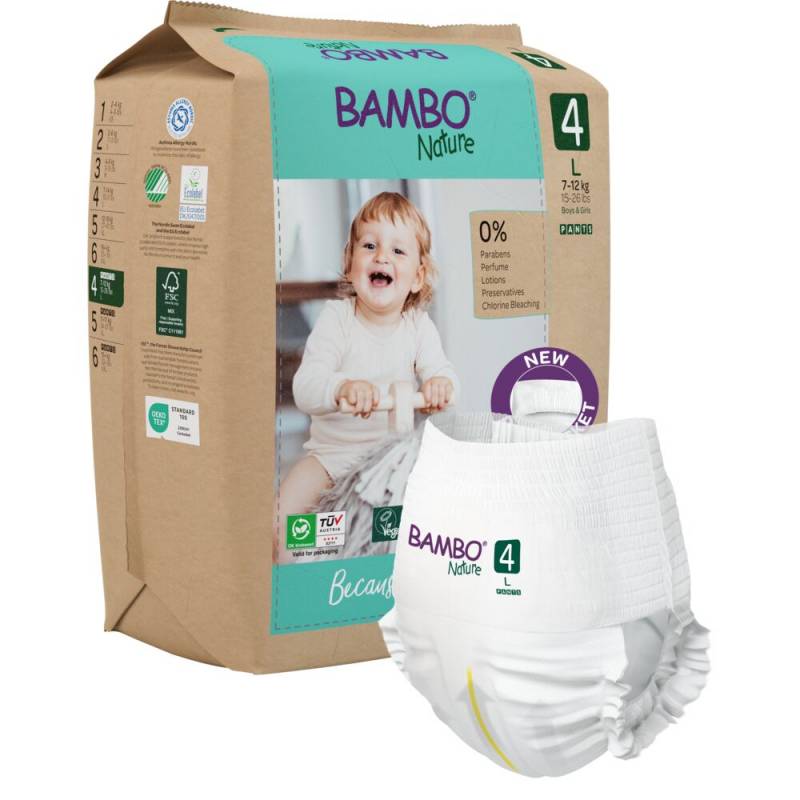 Bambo Nature Pants B&oslash;rneble bukseble milj&oslash;m&aelig;rket Str. 4  7-12 kg papirspose