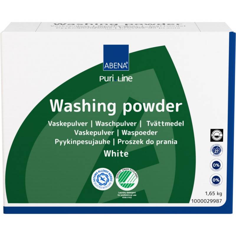 Vaskepulver, ABENA Puri-Line, hvidt, uden farve og parfume, 1,65 kg