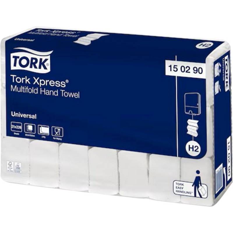 H&aring;ndkl&aelig;deark, Tork H2 Advanced, 2-lags, Z-fold, 25,5x19,6cm, 8,5 cm, hvid, genanvendt papir