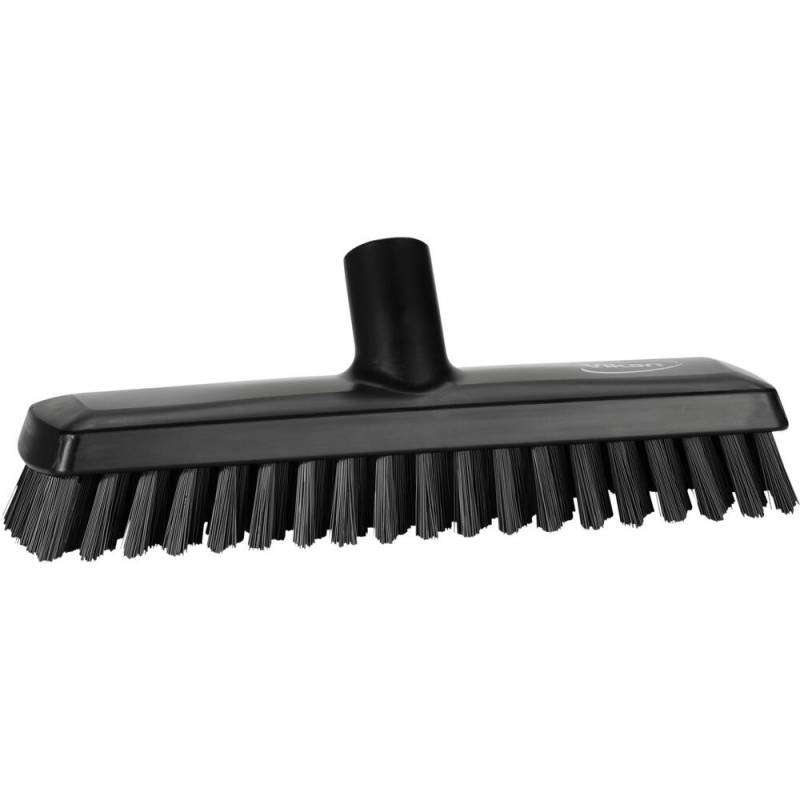 Gulvskrubbe med vandgenneml&oslash;b, Vikan, 27x7,5x9,5cm, sort, polyester/PP/rustfrit st&aring;l, meget stiv