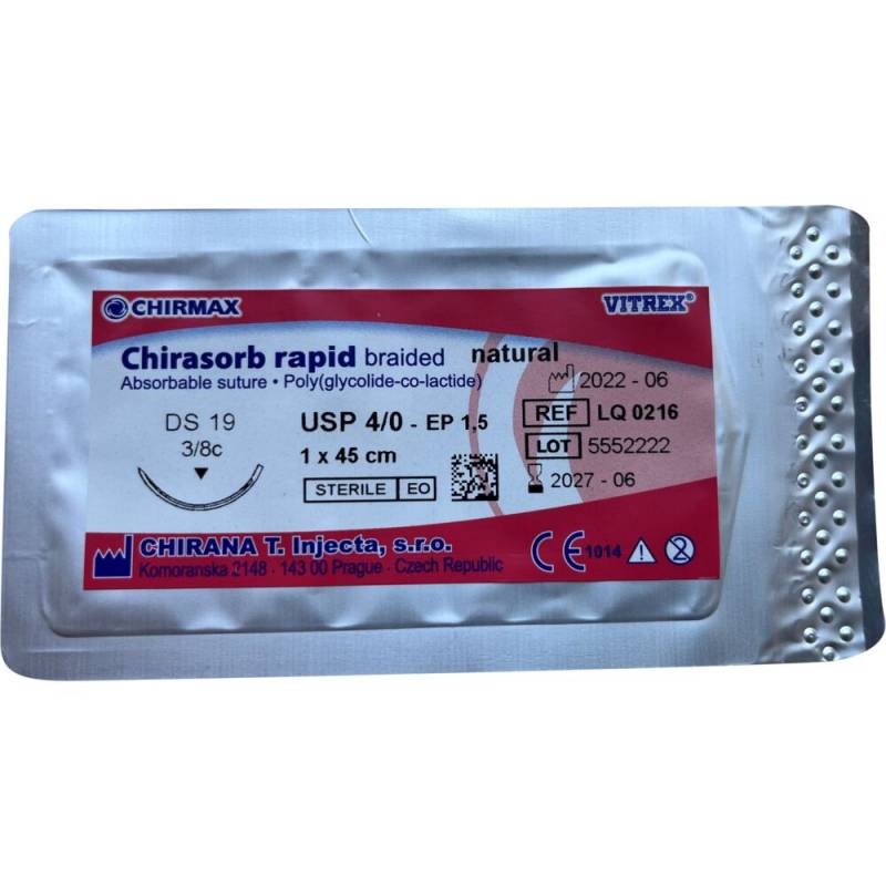 Chirasorb Rapid sutur 4/0 45cm &ndash; resorberbar multifil steril