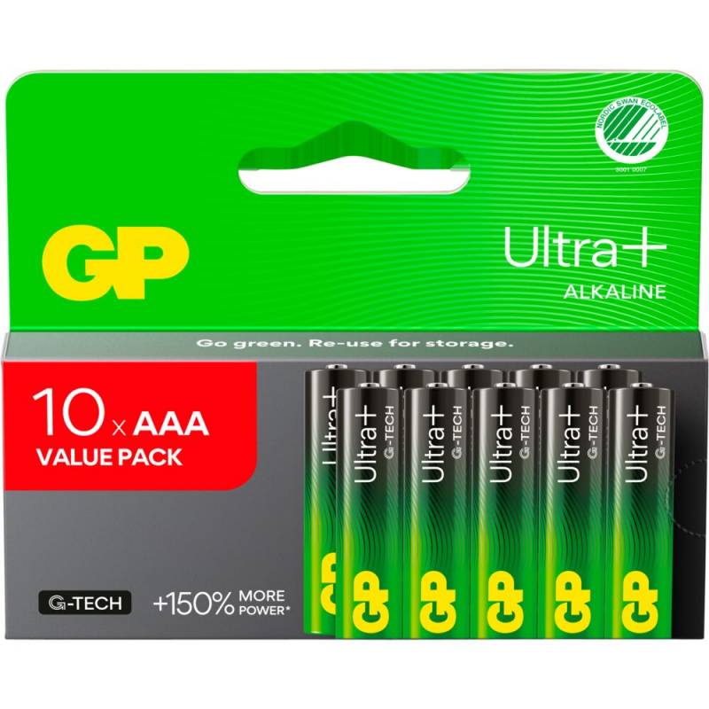 Batteri, GP Ultra Plus, Alkaline, AAA, 10-pak