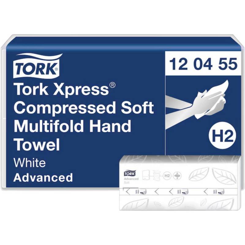 Tork Xpress H2 Soft H&aring;ndkl&aelig;deark 2-lags Z-fold 24,2x21,2cm 8,2 cm nyfiber komprimeret hvid