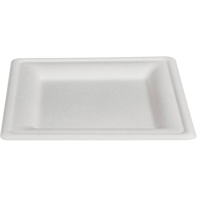Gastro Fibertallerken 20x20x1,5cm sukkerr&oslash;r firkantet hvid