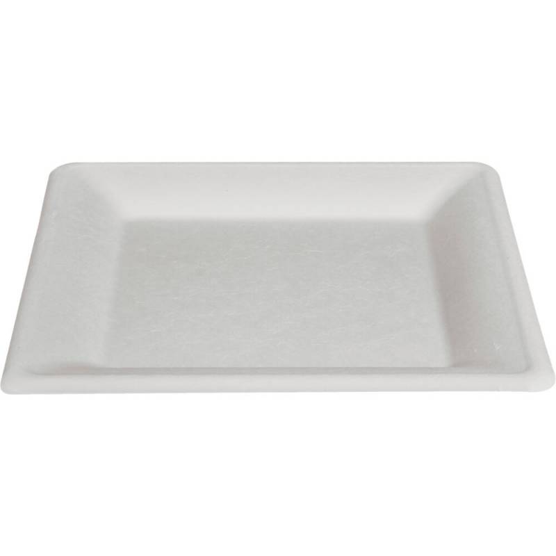 Gastro Fibertallerken 26x26x1,9cm sukkerr&oslash;r firkantet hvid