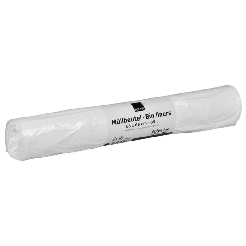 Spandepose LDPE/virgin 63x85cm 40 stk pr rulle 65 liter hvid