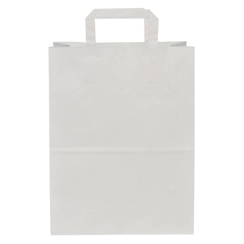 Bærepose 25x15x34cm 15liter papir med hank hvid