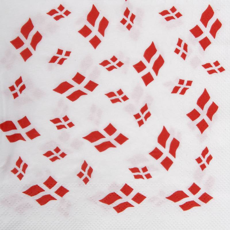 Frokostserviet 3-lags 1/4 fold 33x33cm hvid med flag