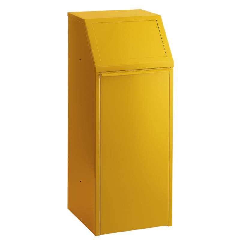 Affaldsspand brandsikker med frontåbning 70 liter gul