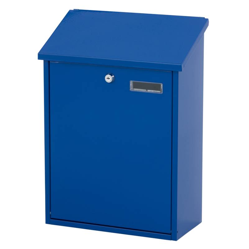 V-part vægmonteret postkasse large klar til vægmontering blå
