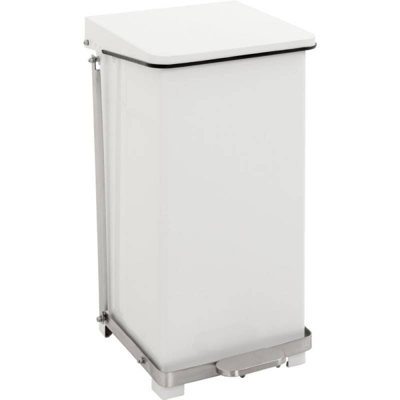 Pedalspand med poseholder d&aelig;mpet lukkemekanisme 45L hvid