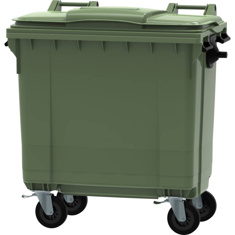 Affaldscontainer i kraftig plast med 4 hjul 770 liter grøn