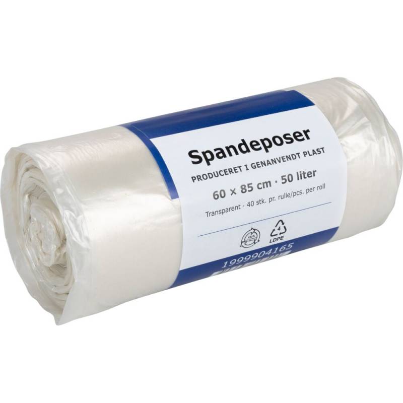 Spandepose 50 liter LDPE/genanvendt 60x85cm klar