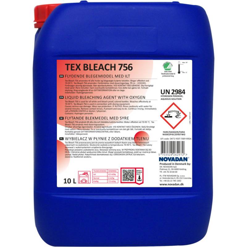 Udstråle Skal Kunde Novadan Tex Bleach 756 Blege- og desinfektionsmiddel 10 liter