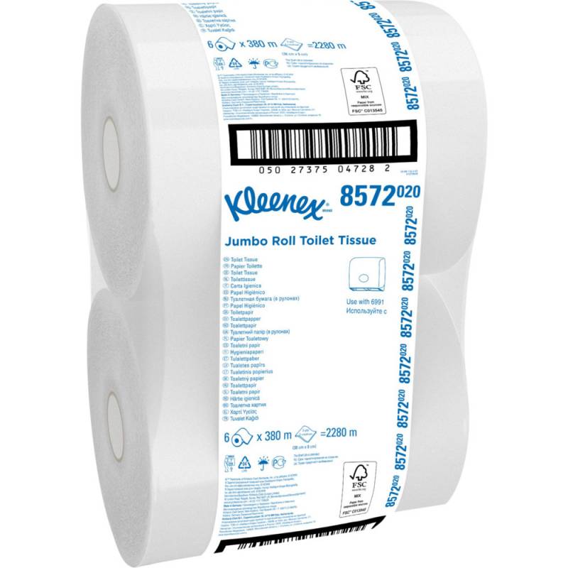 Kleenex Jumborulle Toiletpapir 2-lags Midi Ø26cm hvid