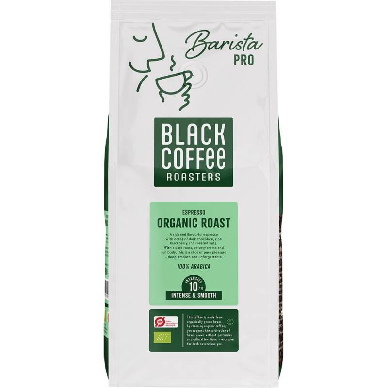 BKI sort kaffe Organic helbønner 1 kg pose