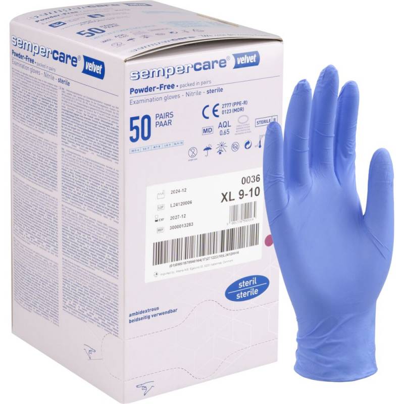 Sempercare Velvet steril undersøgelseshandske str. XL nitril pudderfri
