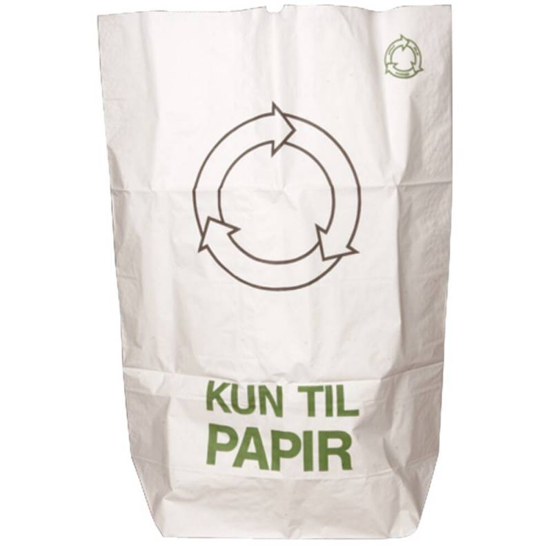 Papirsæk 2-lags påtrykt "Kun til paper" 70x110cm 110 liter hvid