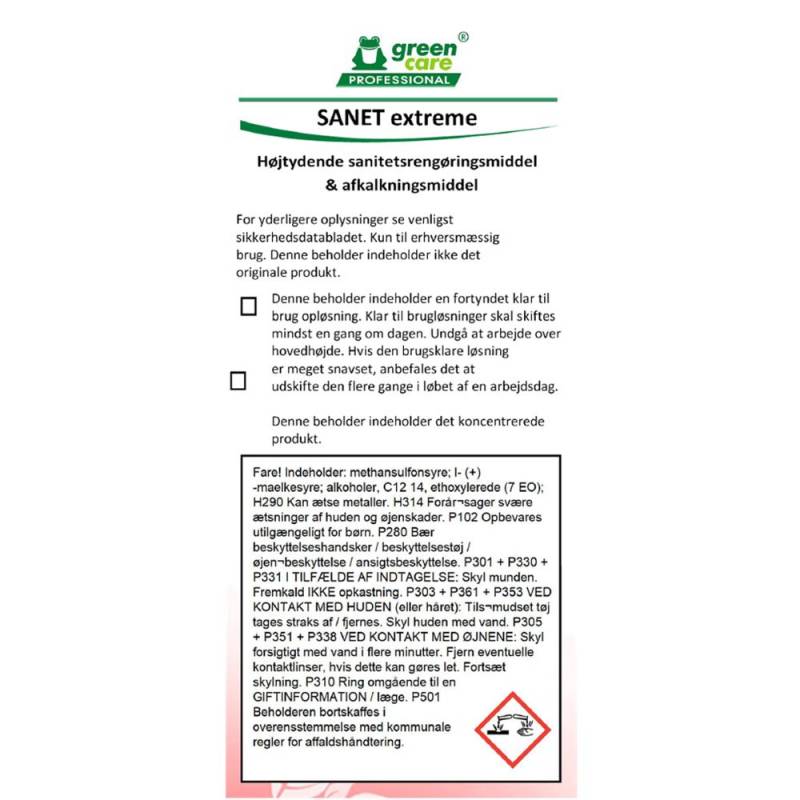 Green Care Professional etiket til SANET Extreme