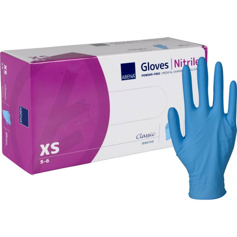 Classic Sensitive nitril unders&oslash;gelseshandske XS pudderfri bl&aring;