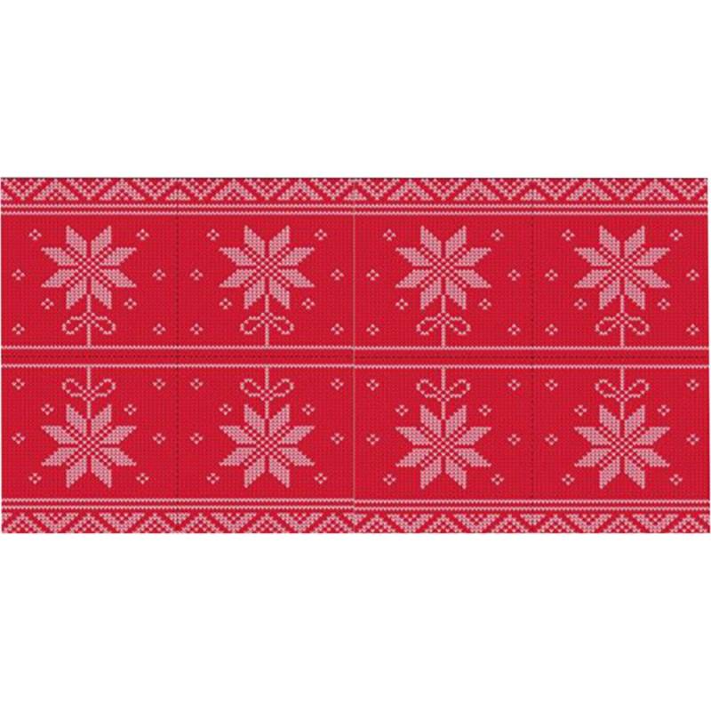 Kuvertløber Christmas star 2400x40cm airlaid perforeret for hver 1,2 m rød