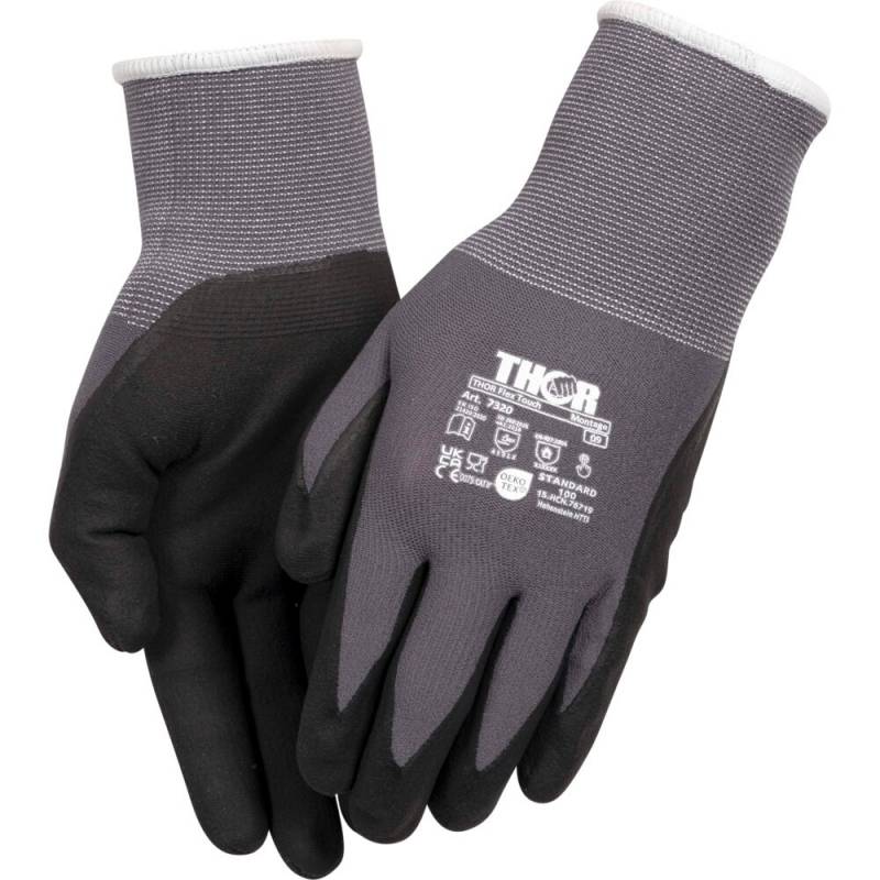 Thor Flex fingerdyppet nitrilhandske med lycra overh&aring;nd str. 9